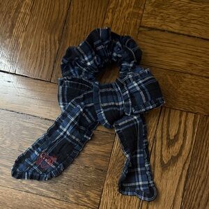 Damson Madder Plaid Scrunchie with Bow Accent